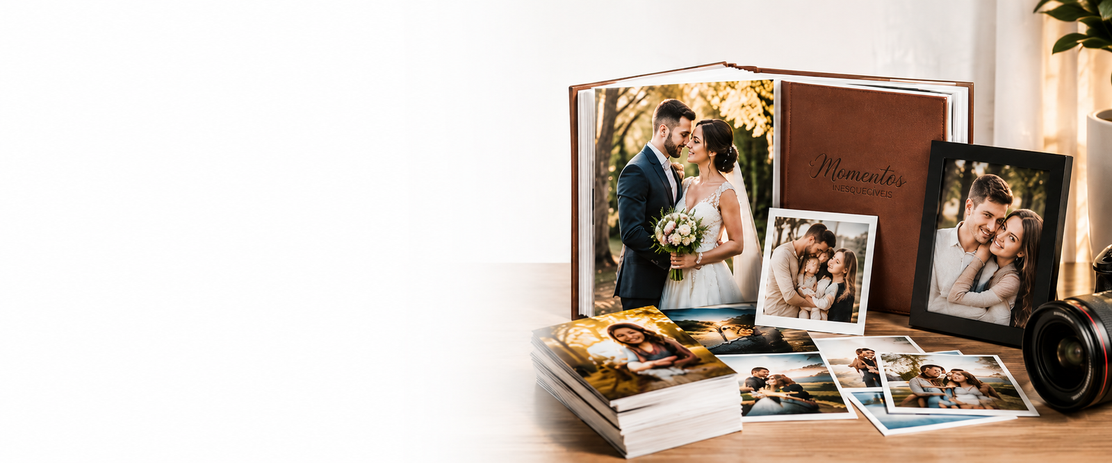 Álbuns, revelações e quadros fotográficos personalizados